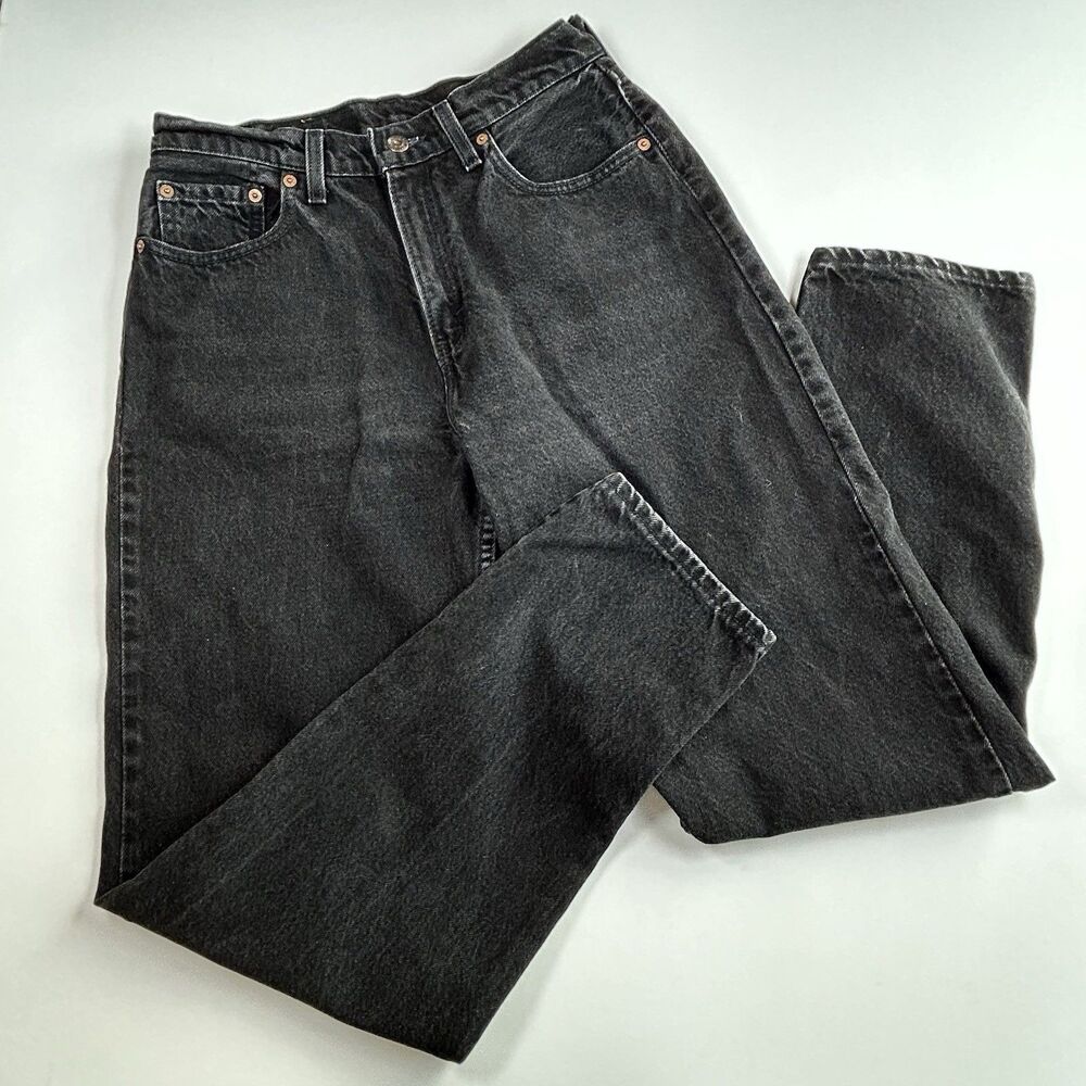Vintage Levi's 561 Black Cotton Denim Women Tapered 28W 32L Made in USA 90s 00s